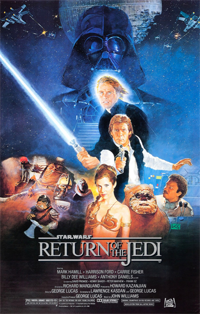 Star Wars le retour du Jedi film programme dépliant original 1983 Lucasfilm RARE 